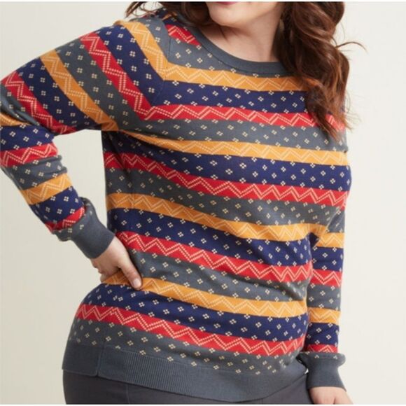 ModCloth Striped Pattern Sweater Size Small Cotton Modal Blend - Picture 1 of 6